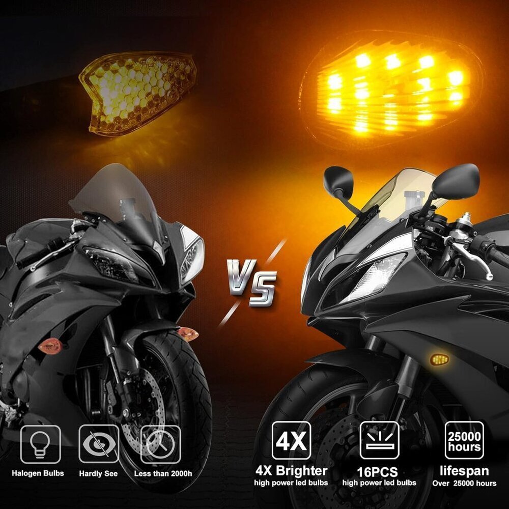 Smoked Flush Mount LED Turn Signal Light Compatible with Yamaha YZF R1 R6 R6S, 1 - Picture 4 of 6